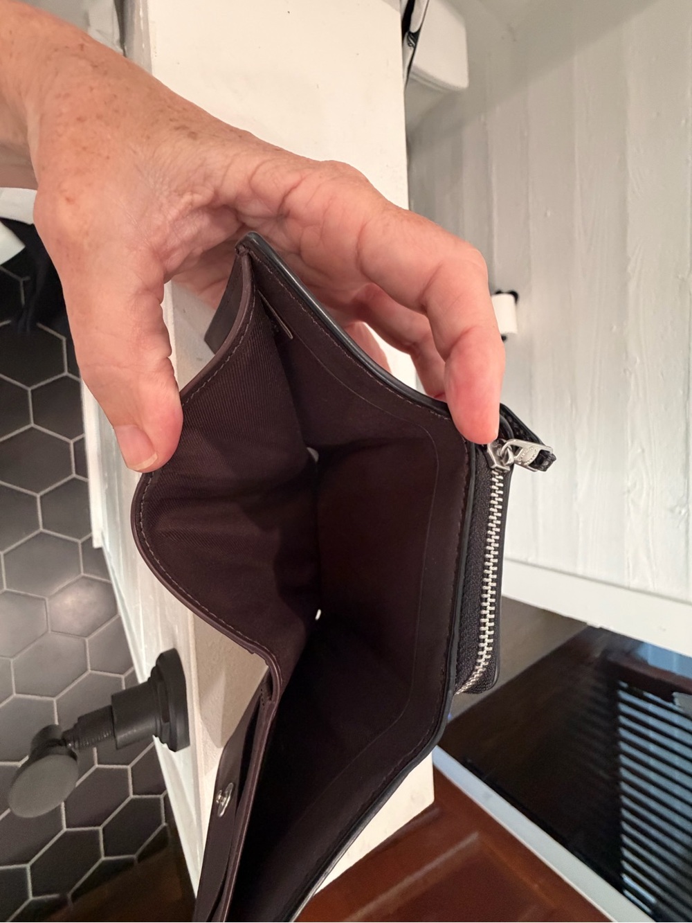Coach Black Leather Zip Wallet with Silver Stud Detailing - Picture 5 of 5